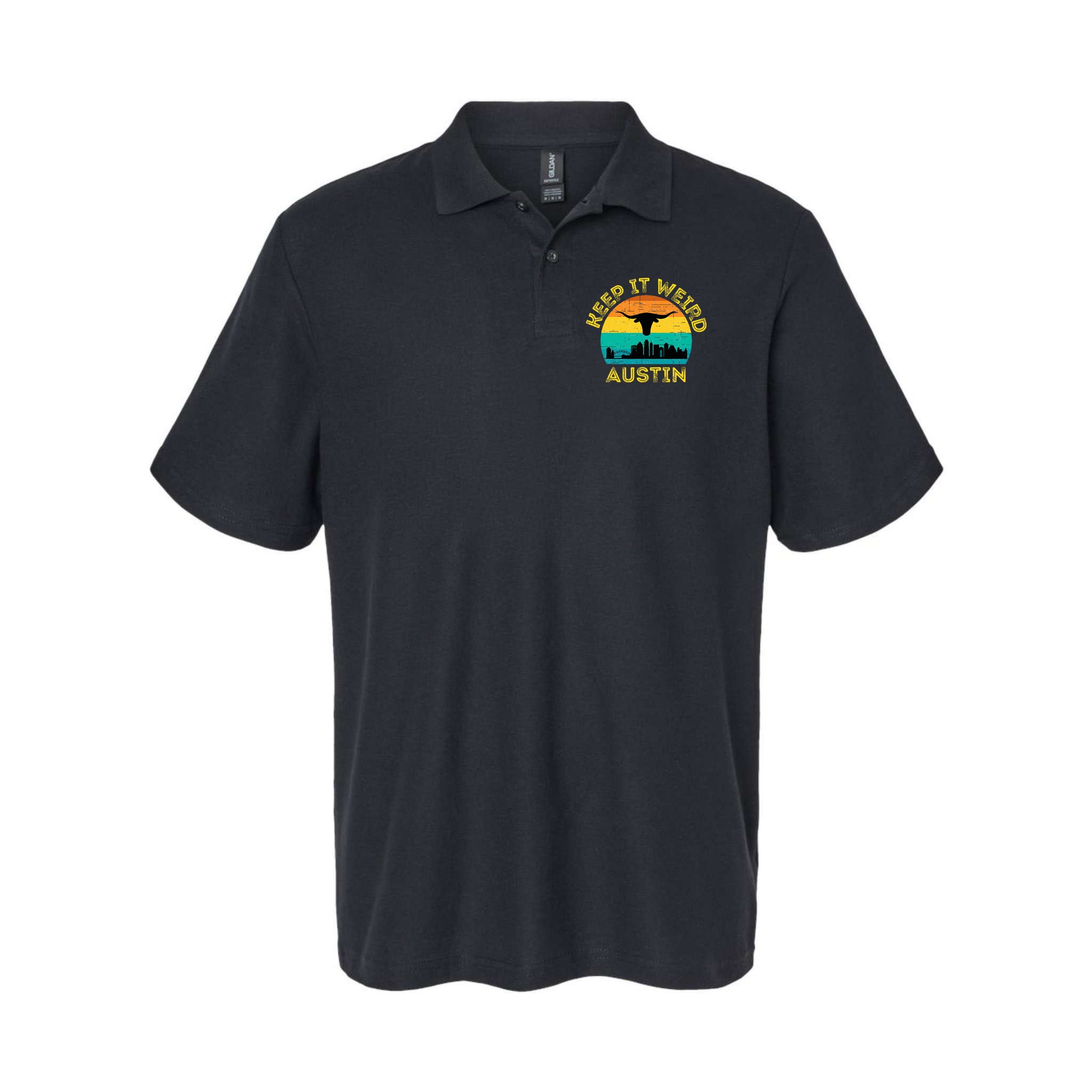 Vintage Austin Texas Keep It Weird Sunset Polo