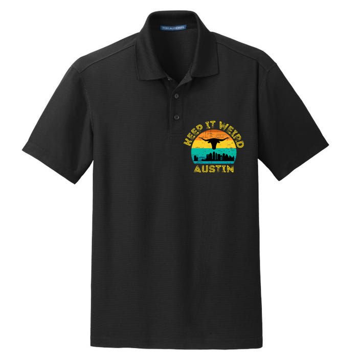 Vintage Austin Texas Keep It Weird Sunset Dry Zone Grid Polo