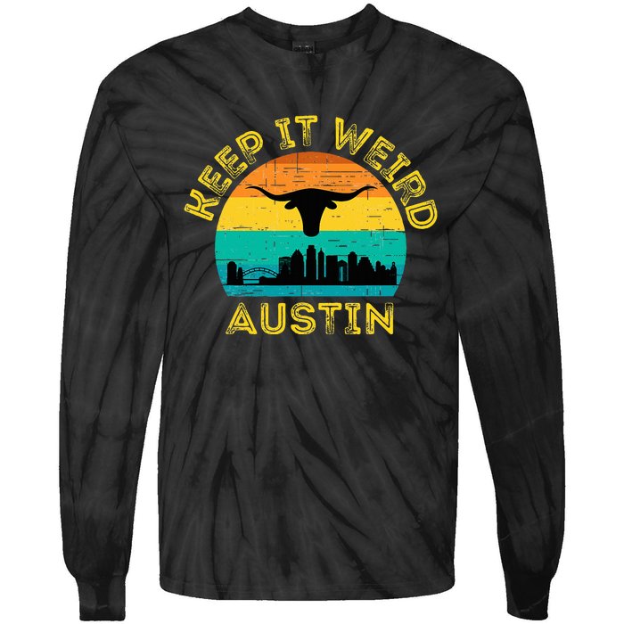 Vintage Austin Texas Keep It Weird Sunset Tie-Dye Long Sleeve Shirt