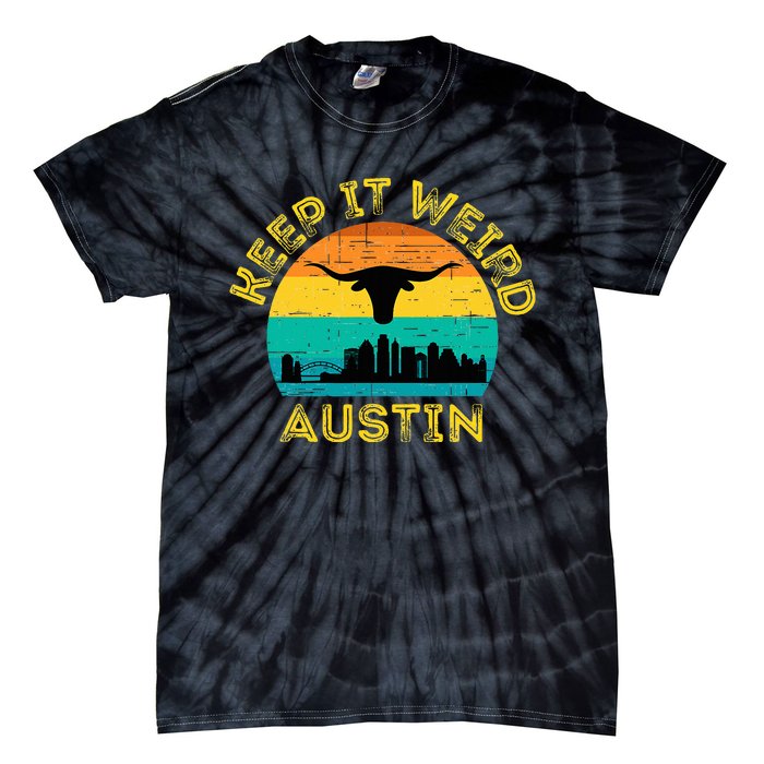 Vintage Austin Texas Keep It Weird Sunset Tie-Dye T-Shirt