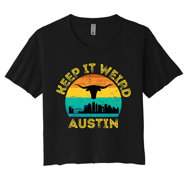 Vintage Austin Texas Keep It Weird Sunset Women's Crop Top Tee