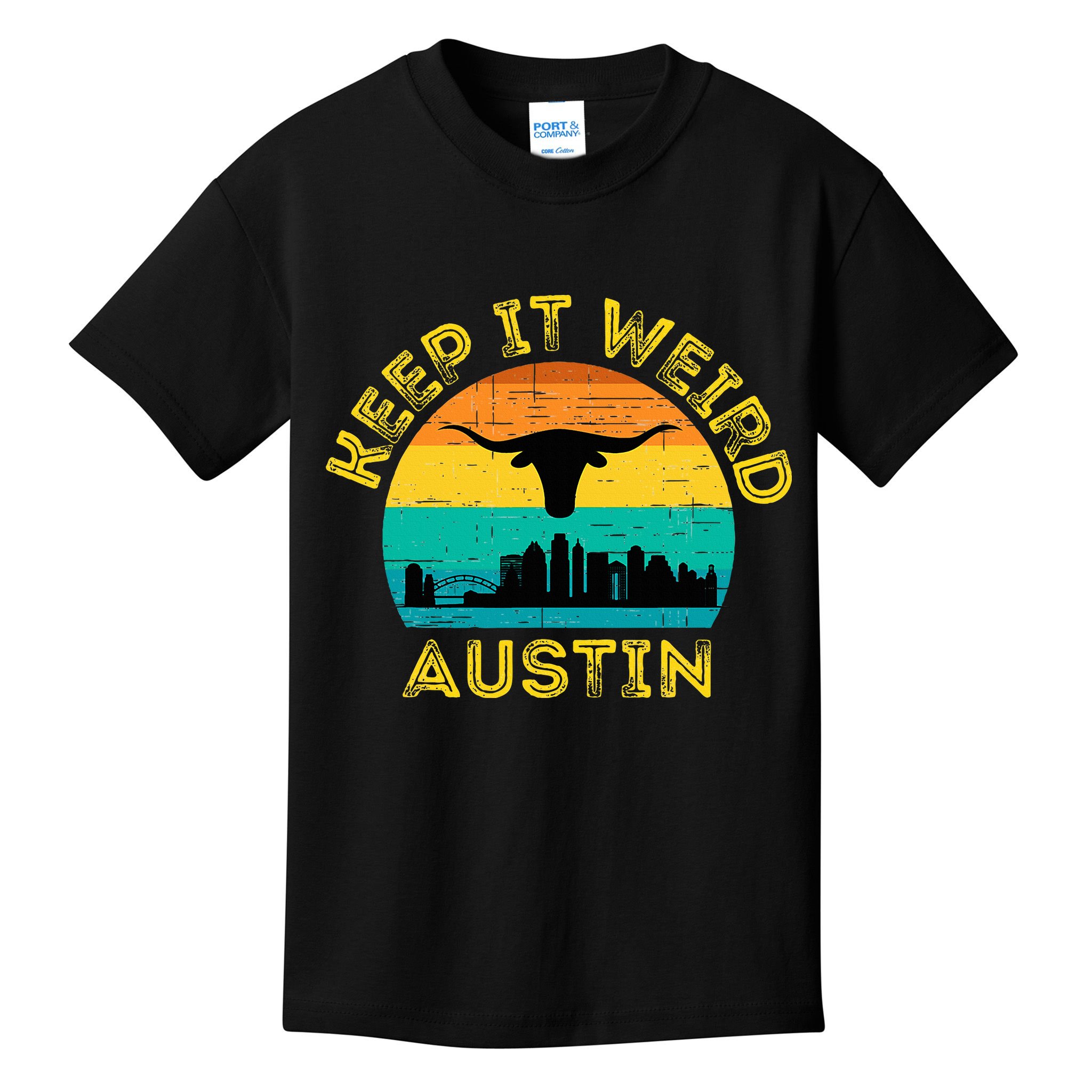 Vintage Austin Texas Keep It Weird Sunset Kids T-Shirt