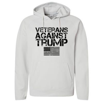 Veterans Against Trump Vintage Patriotic Flag Protest Performance Fleece Hoodie