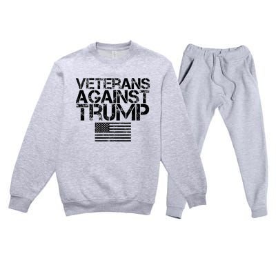 Veterans Against Trump Vintage Patriotic Flag Protest Premium Crewneck Sweatsuit Set