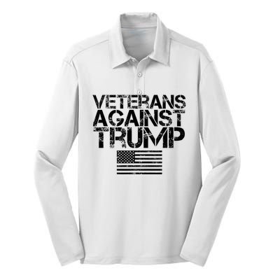 Veterans Against Trump Vintage Patriotic Flag Protest Silk Touch Performance Long Sleeve Polo