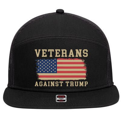 Veterans Against Trump Vintage Usa American Flag Military 7 Panel Mesh Trucker Snapback Hat
