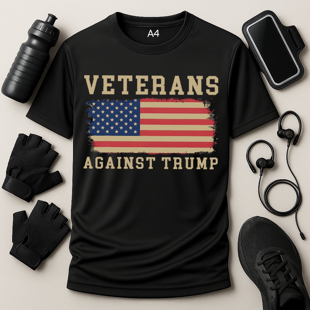 Veterans Against Trump Vintage Usa American Flag Military Cooling Performance Crew T-Shirt
