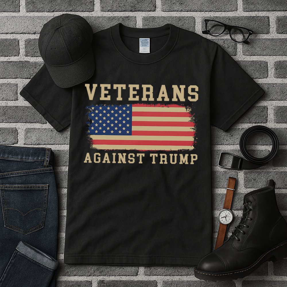 Veterans Against Trump Vintage Usa American Flag Military Tall T-Shirt