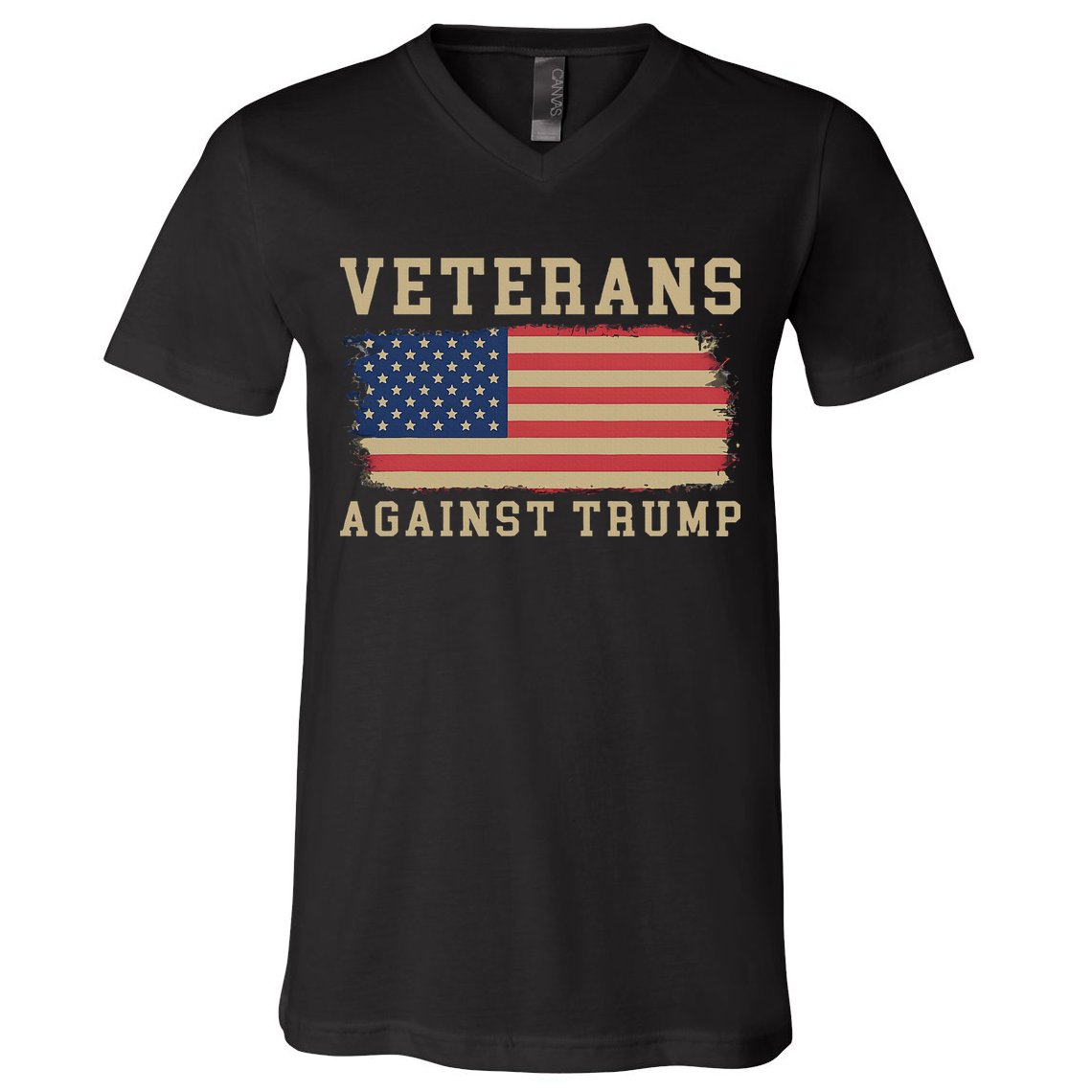 Veterans Against Trump Vintage Usa American Flag Military V-Neck T-Shirt