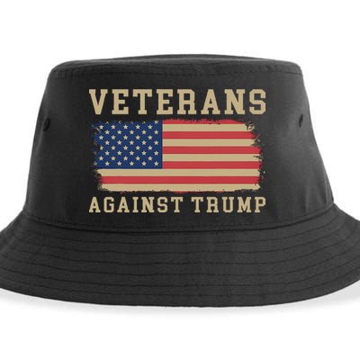 Veterans Against Trump Vintage Usa American Flag Military Sustainable Bucket Hat