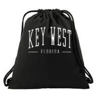 Vintage Arched Text Key West Florida Vacation Souvenir Drawstring Bag