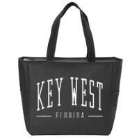 Vintage Arched Text Key West Florida Vacation Souvenir Zip Tote Bag