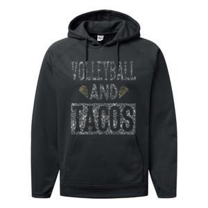 Volleyball and Tacos Funny Taco Distressed Foodie Performance Fleece Hoodie