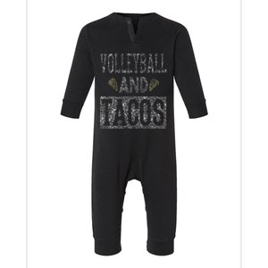 Volleyball and Tacos Funny Taco Distressed Foodie Infant Fleece One Piece