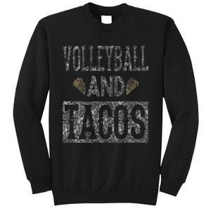 Volleyball and Tacos Funny Taco Distressed Foodie Sweatshirt