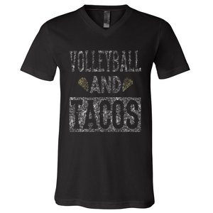 Volleyball and Tacos Funny Taco Distressed Foodie V-Neck T-Shirt