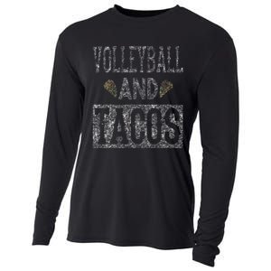 Volleyball and Tacos Funny Taco Distressed Foodie Cooling Performance Long Sleeve Crew