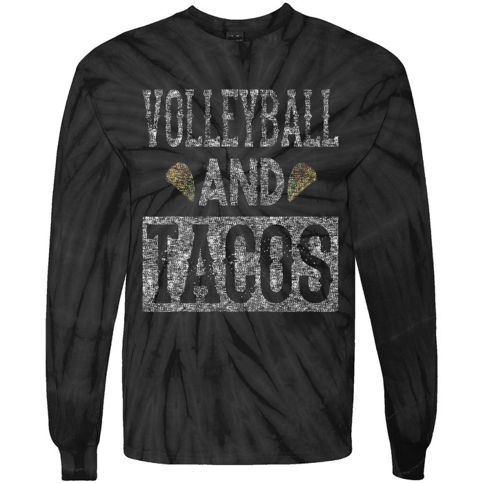 Volleyball and Tacos Funny Taco Distressed Foodie Tie-Dye Long Sleeve Shirt