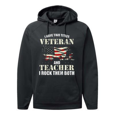 Veteran And Teacher And I Rock Them Both Funny Fathers Day Performance Fleece Hoodie