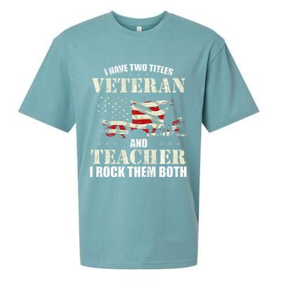 Veteran And Teacher And I Rock Them Both Funny Fathers Day Sueded Cloud Jersey T-Shirt