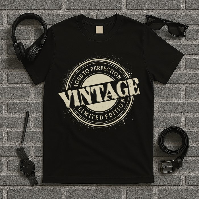 Vintage Age To Perfection Limited Edition Stamp Emblem T-Shirt