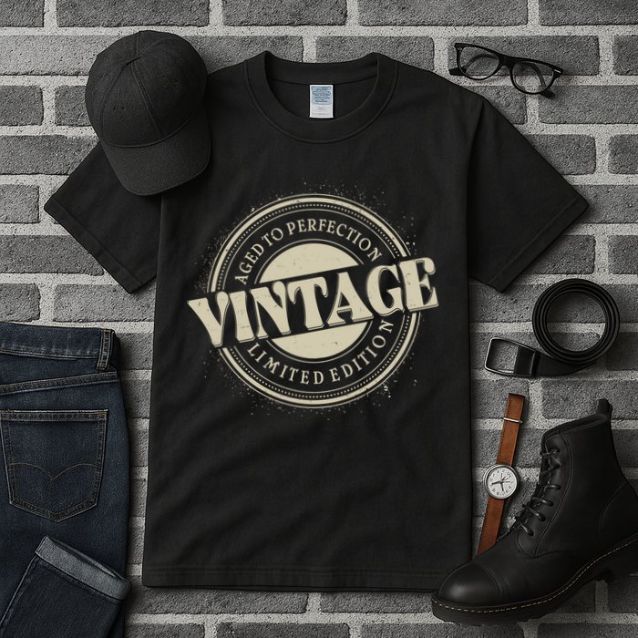 Vintage Age To Perfection Limited Edition Stamp Emblem Tall T-Shirt