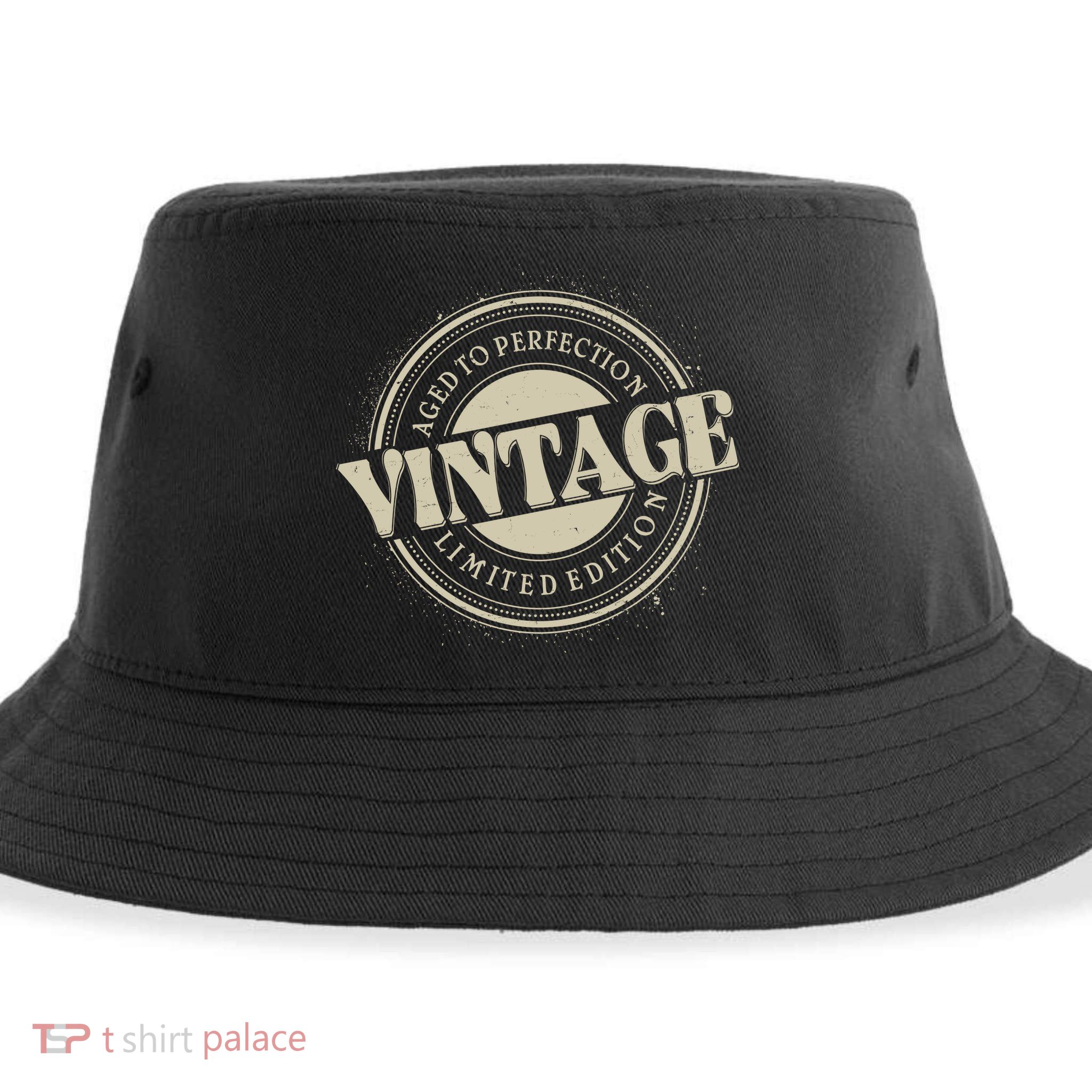 Vintage Age To Perfection Limited Edition Stamp Emblem Sustainable Bucket Hat