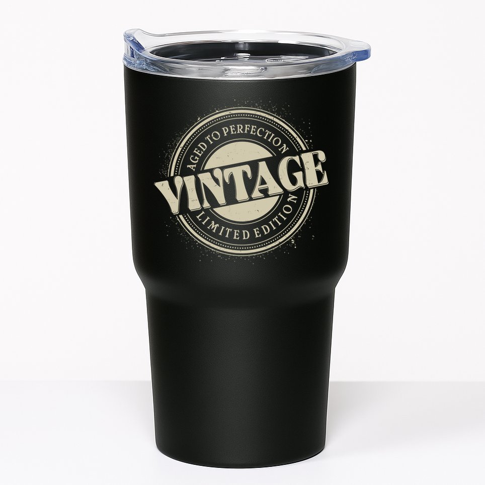 Vintage Age To Perfection Limited Edition Stamp Emblem Tumbler