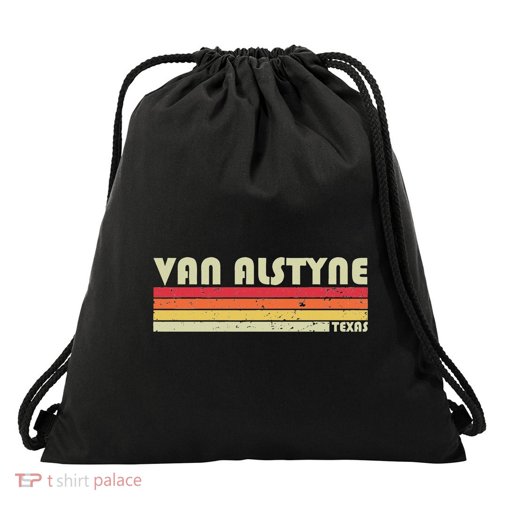 Van Alstyne Tx Texas Funny City Home Root Gift Retro 70s 80s Drawstring Bag