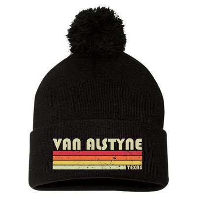 Van Alstyne Tx Texas Funny City Home Root Gift Retro 70s 80s Pom Pom 12in Knit Beanie