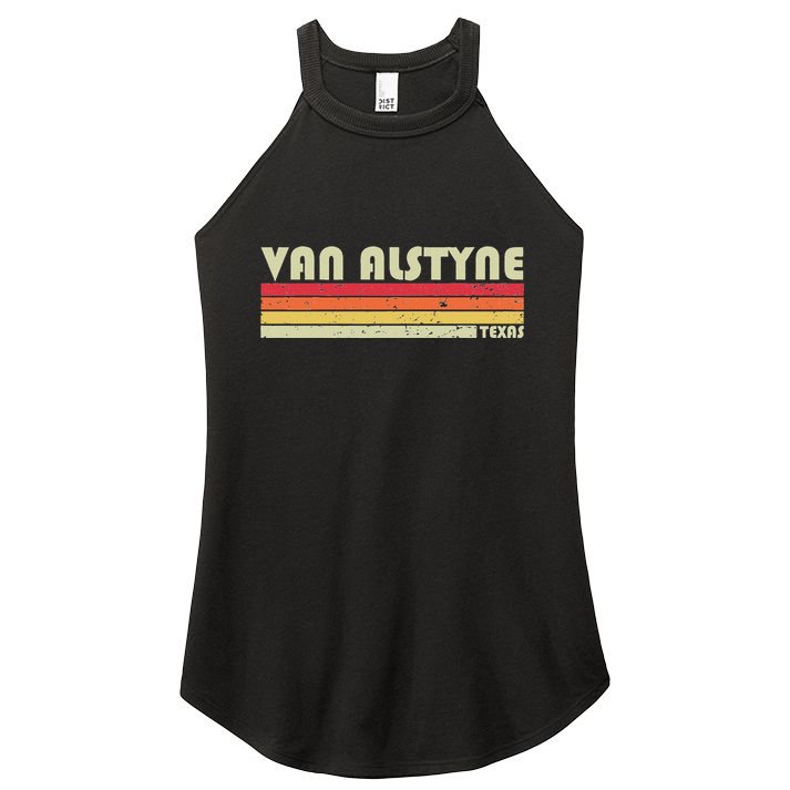 Van Alstyne Tx Texas Funny City Home Root Gift Retro 70s 80s Women's Perfect Tri Rocker Tank