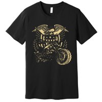 Vintage American Usa Flag Motorcycle Cool Premium T-Shirt