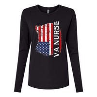 Veteran American Usa Flag Va Nurse Womens Cotton Relaxed Long Sleeve T-Shirt