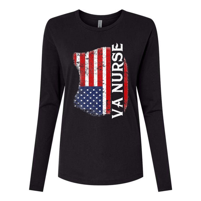 Veteran American Usa Flag Va Nurse Womens Cotton Relaxed Long Sleeve T-Shirt