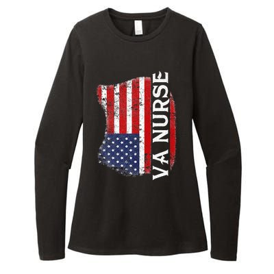 Veteran American Usa Flag Va Nurse Womens CVC Long Sleeve Shirt