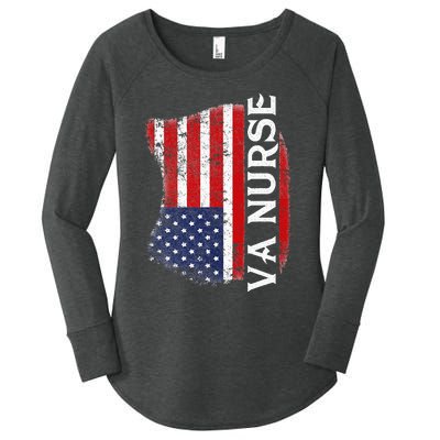 Veteran American Usa Flag Va Nurse Women's Perfect Tri Tunic Long Sleeve Shirt