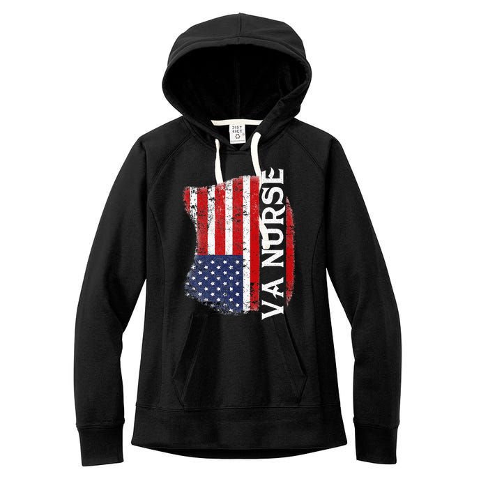 Veteran American Usa Flag Va Nurse Women's Fleece Hoodie