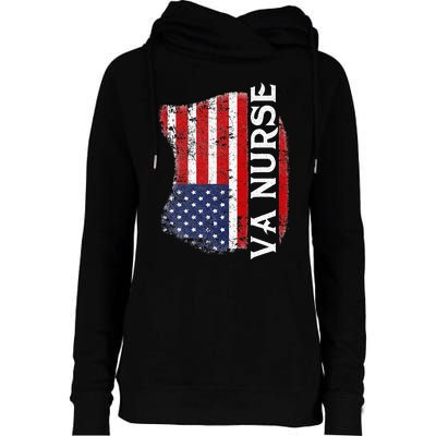 Veteran American Usa Flag Va Nurse Womens Funnel Neck Pullover Hood