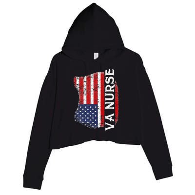 Veteran American Usa Flag Va Nurse Crop Fleece Hoodie