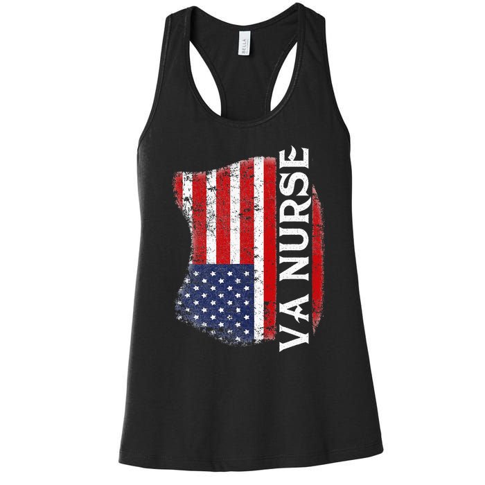 Veteran American Usa Flag Va Nurse Women's Racerback Tank