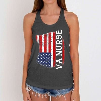 Veteran American Usa Flag Va Nurse Women's Knotted Racerback Tank