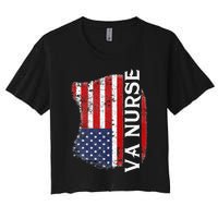 Veteran American Usa Flag Va Nurse Women's Crop Top Tee