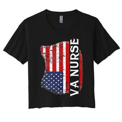 Veteran American Usa Flag Va Nurse Women's Crop Top Tee