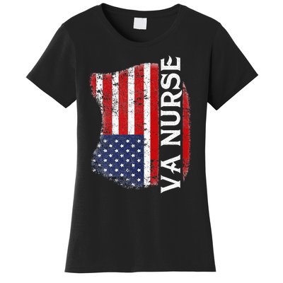 Veteran American Usa Flag Va Nurse Women's T-Shirt