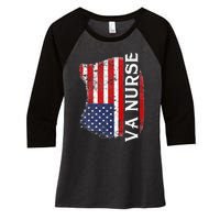 Veteran American Usa Flag Va Nurse Women's Tri-Blend 3/4-Sleeve Raglan Shirt