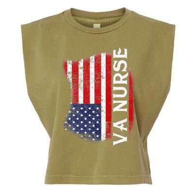 Veteran American Usa Flag Va Nurse Garment-Dyed Women's Muscle Tee