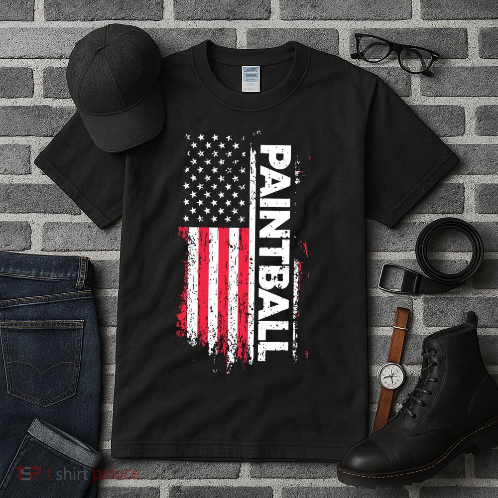 Vintage American USA Flag Cool Paintball Tall T-Shirt