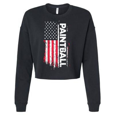 Vintage American USA Flag Cool Paintball Cropped Pullover Crew