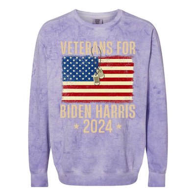 Veterans American Usa Flag Biden Harris 202 Colorblast Crewneck Sweatshirt