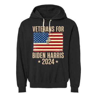 Veterans American Usa Flag Biden Harris 202 Garment-Dyed Fleece Hoodie